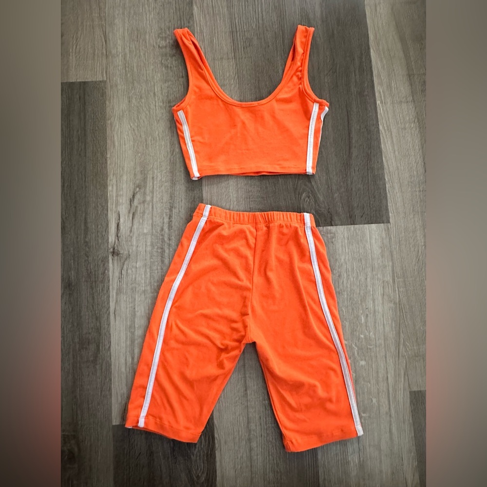 Biker shorts set bright orange - fashion nova